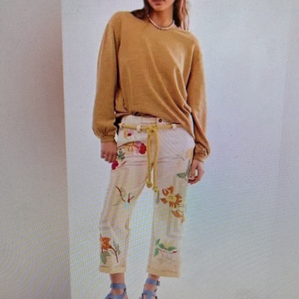 We the Free Electris Sands Embroidered Pannts- Cream